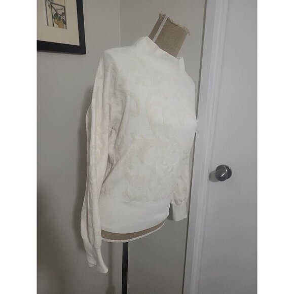 Anthropologie Nina Velvet Soft Sweater Ivory Paisley Women's Size XS - Picture 3 of 16